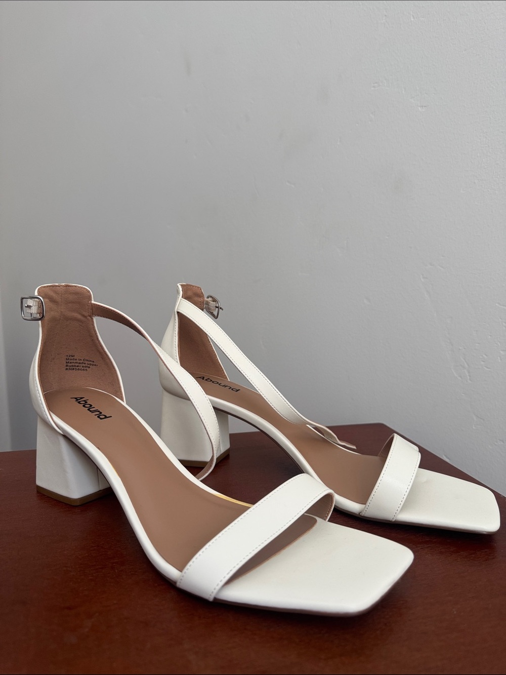 Abound White Square-Toe Ankle-Strap Block Heels